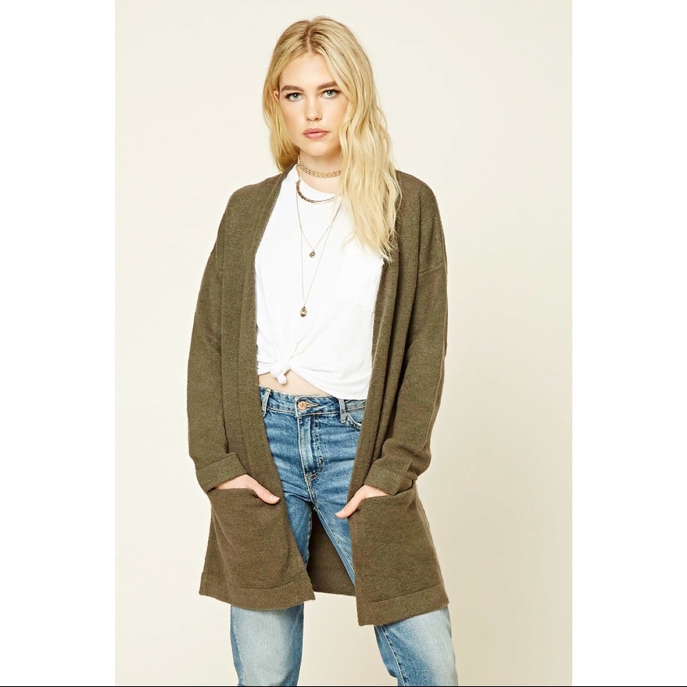 Olive Gray Forever 21 Cardigan